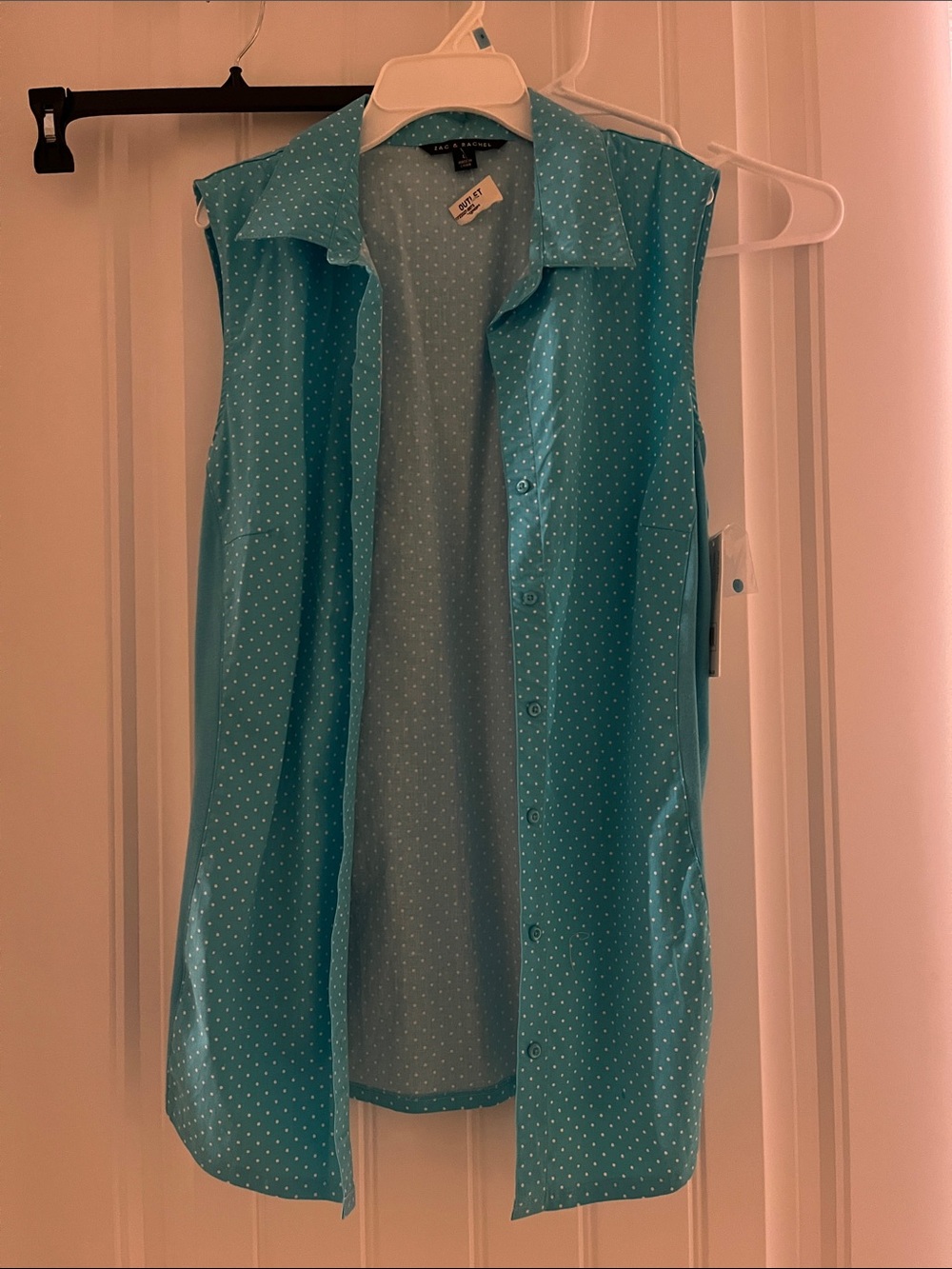 Zac & Rachel Teal Polka Dot Sleeveless Blouse